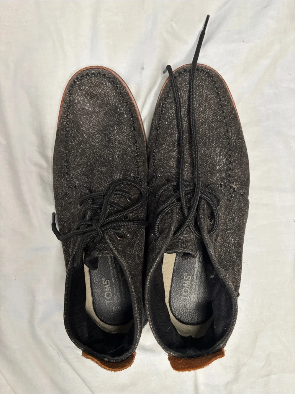 TOMS Men’s M9 Charcoal Woven Moc Toe Chukka Lace Up Shoes